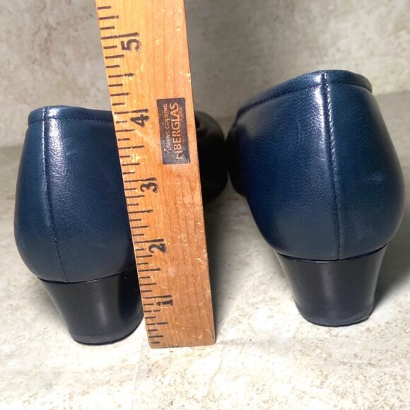 Womens Navy Leather Pumps By SAS Comfort Shoes Career Work Office - Picture 4 of 9